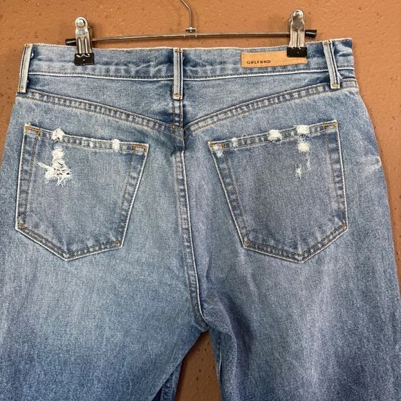 GRLFRND Helena High Rise Straight Leg Two Tone Distressed Jeans Size 28 Blue - Picture 4 of 10